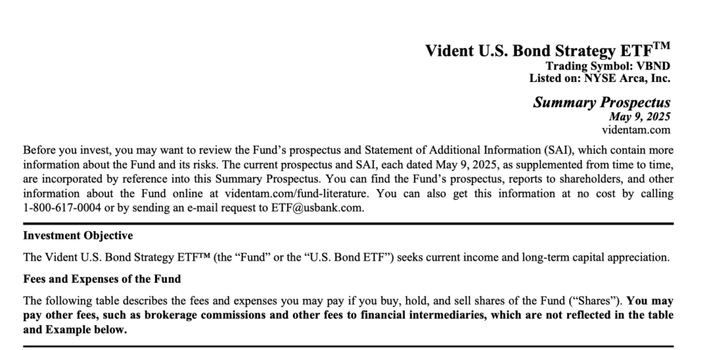 Vident VBND Summary Prospectus